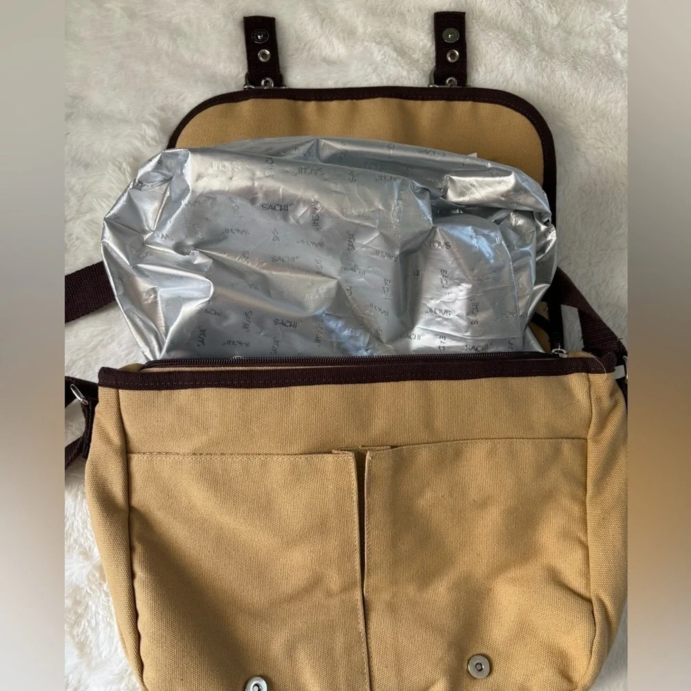 Sachi Canvas Leakproof Insulated Crossbody Sachet Tan and Brown